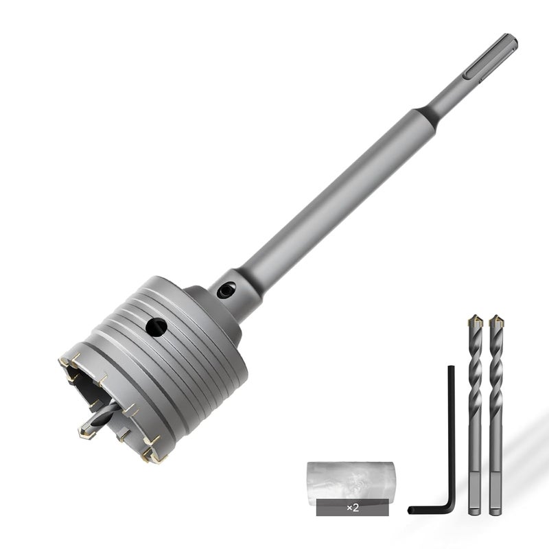 CSOOM Concrete Hole Saw 2-1/2" (65mm) with 220mm SDS Plus Shank Connecting Rod, Carbide Cement Hole Saw for Concrete Cement, Brick Wall Stone - Image 1